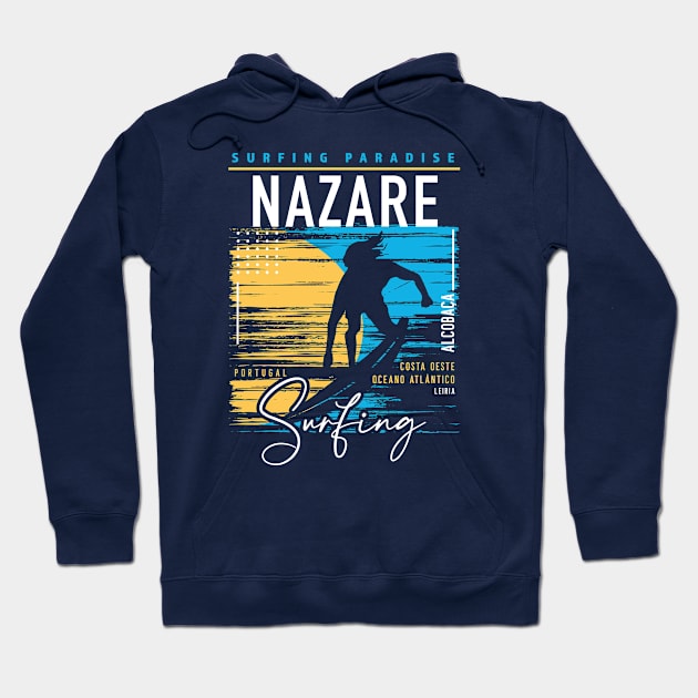 Retro Nazare Portugal Surfing // Surfers Paradise // Surf Portugal Hoodie by SLAG_Creative